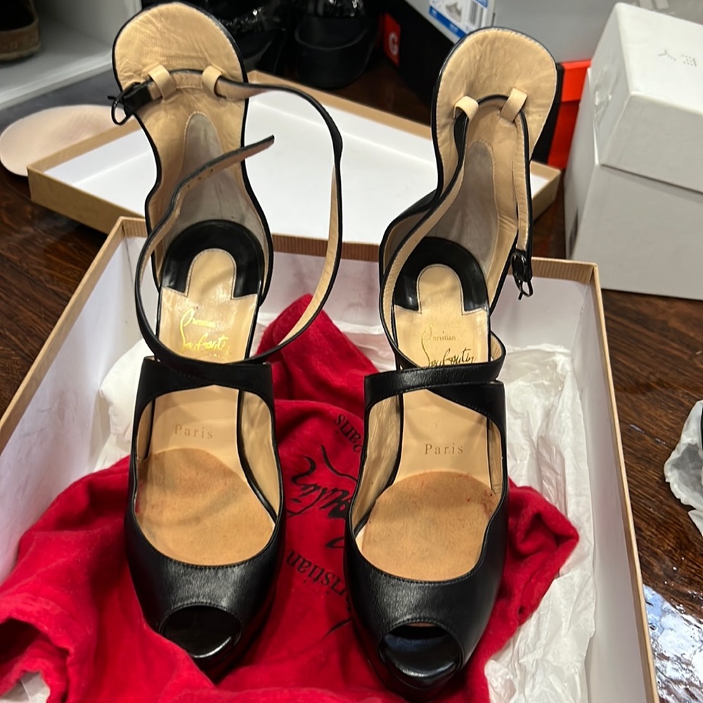 Original al christian Louboutin black with box and dust bag size 37.5